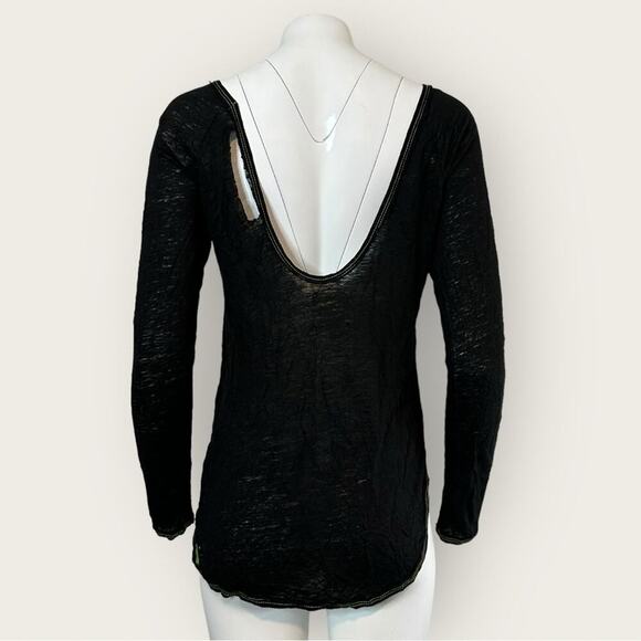 NWT | Chaser | Deconstructed Scoop Back Linen Jersey | Black | Medium - Picture 2 of 14